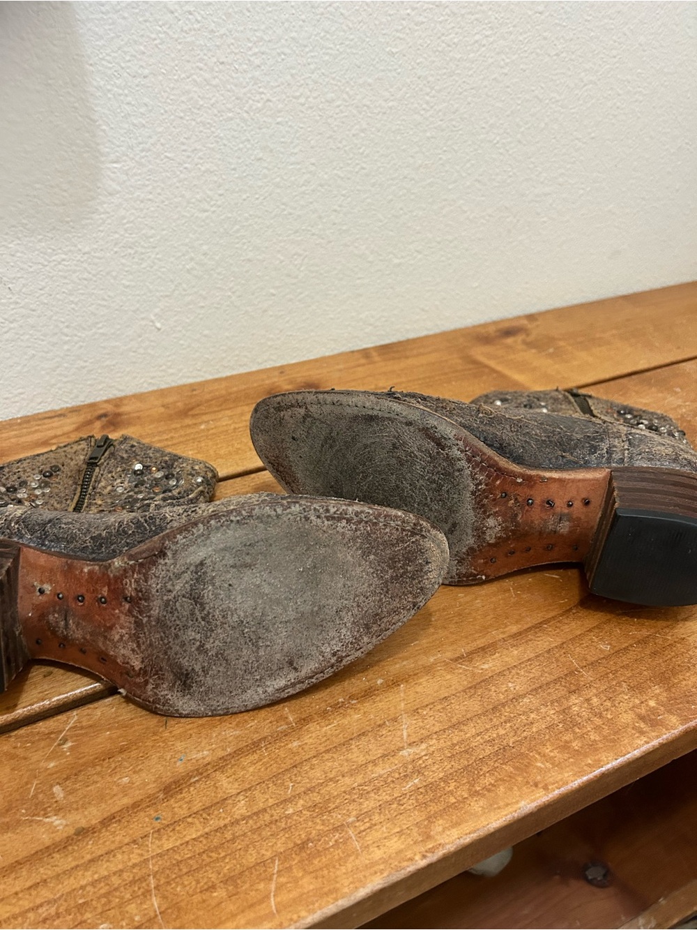 Frye Brown Studded Leather Western Ankle Boots - Picture 5 of 7